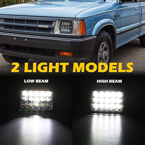 Miniatura 3 de Par de faros delanteros LED negros de 5 x 7 x 6 pulgadas, haz sellado HiLo, reemplazo H6054, compatible con Jeep Grand Cherokee XJ YJ Toyota Pickup