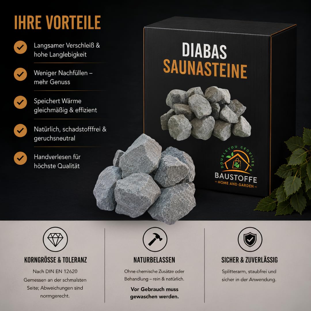 Diabase Pierres pour sauna 50-80 mm (20,0 kg) 1,44/kg