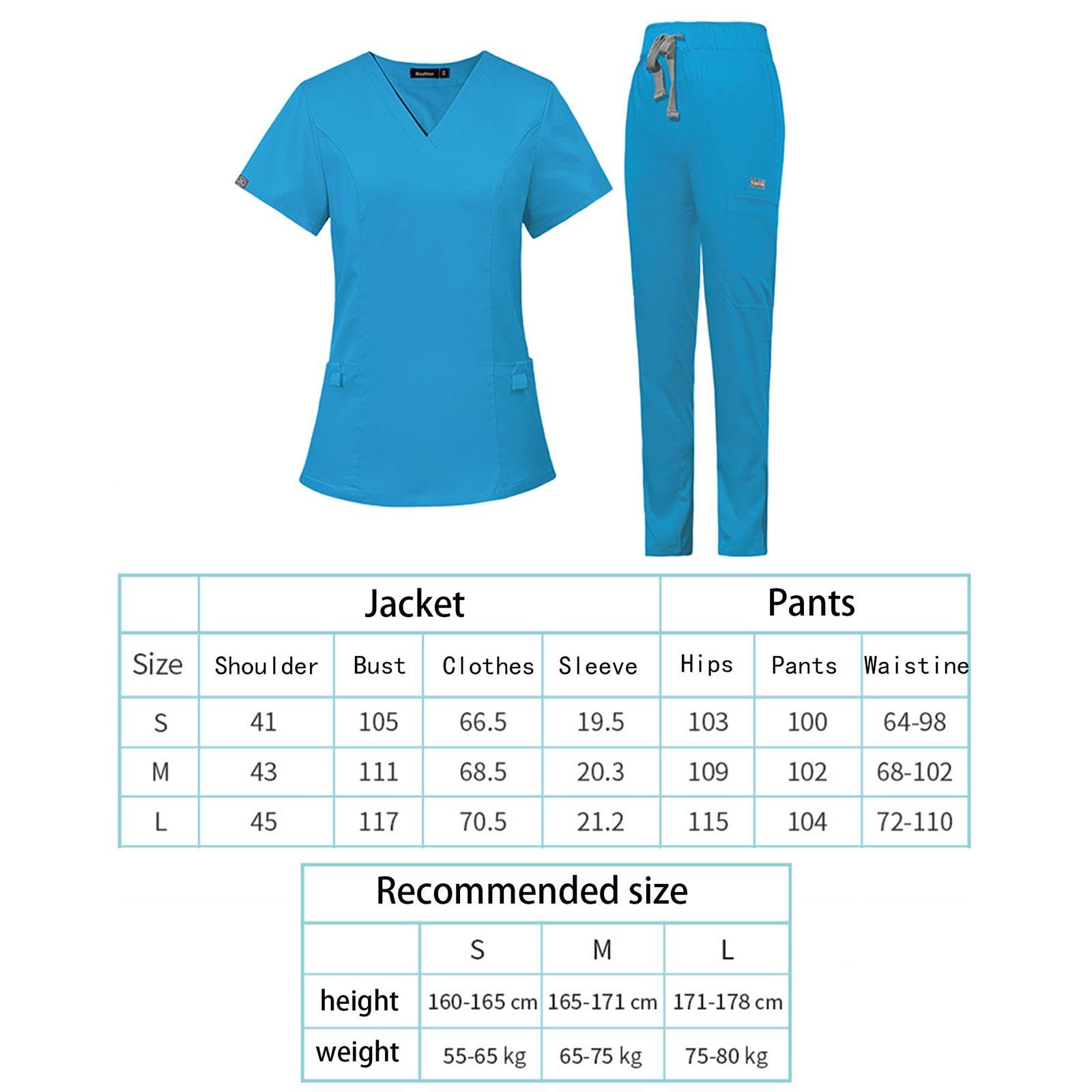 Uniforme Enfermera Traje Sanitario Conjunto Mujer Camiseta V Cuello Pantalón Práctico Ligero Material Poliéster Suave Adecuado para Hospitales Masajes