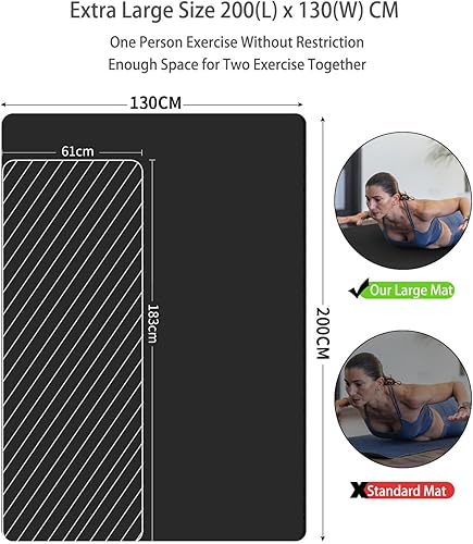 Miniatura 2 de Tapete de yoga grueso grande de 78 x 51 pulgadas, 0.591 in, extra grueso, para entrenamiento en casa, tapete de entrenamiento extra ancho, tapete de