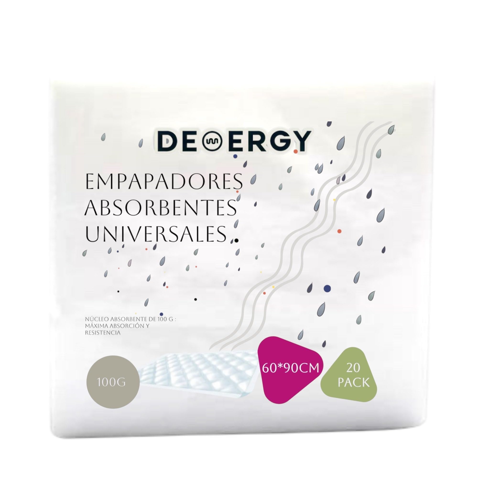DEMERGY® Alèses Ultra Épaisses 60x40 cm pour Chiens, Animaux et Personnes - 20 Pièces, 100g d'Épaisseur, Super Absorbantes, Imperméables, Haute Résistance - pour Incontinence et Dressage de Chiots