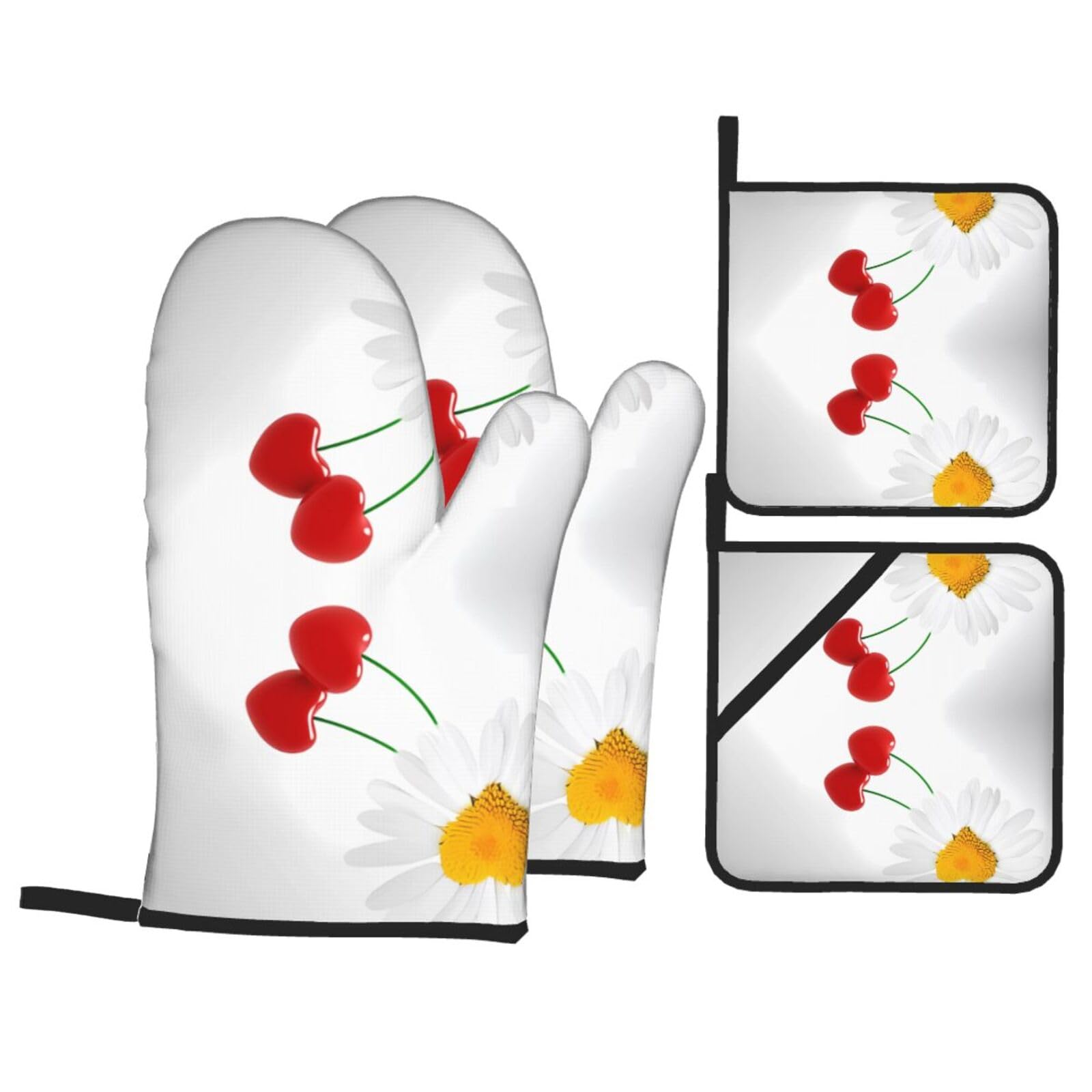 WHJSSF Daisy Heart Love Romance Prints 4-Piece Waterproof Oven Throws & Heat Resistant Pot Covers – Durable Kitchen Layers for Grilling & Baking