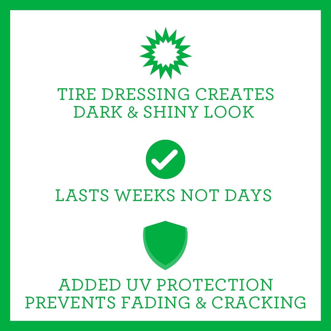 Trinova 33511 Tire Shine Spray No Wipe - Automotive Clear Coat Dressing for Wet & Slick Finish - Keeps Tires Black - with Rubber Protector - Prevents Fading & Yellowing - 18 OZ - Image 2