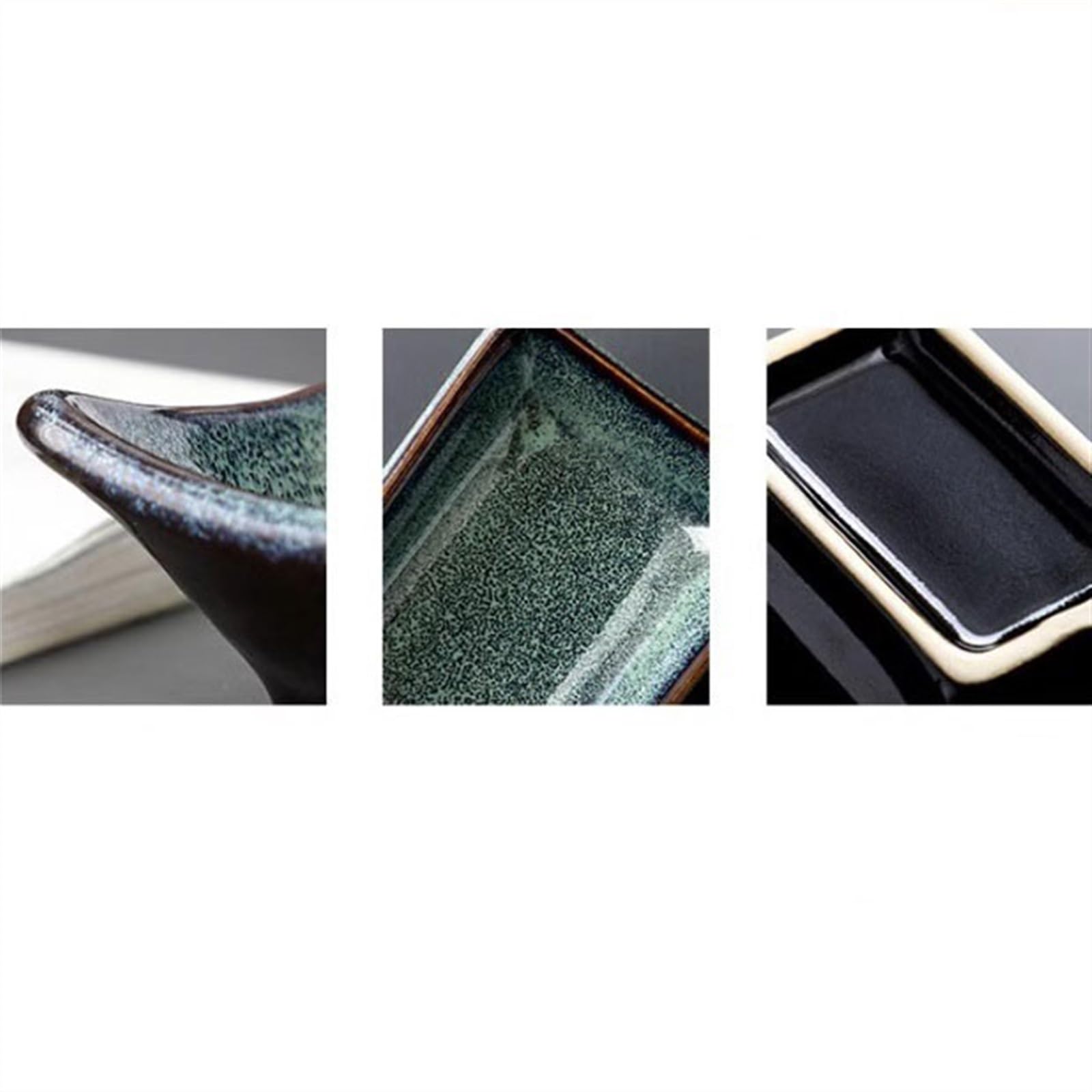 Bandeja para Servir Comida, Plato para Aperitivos, Organizador de Joyas sólido, Plato de condimentos de cerámica con Doble Compartimento, Plato Creativo para Salsas, Personalizado para el hogar