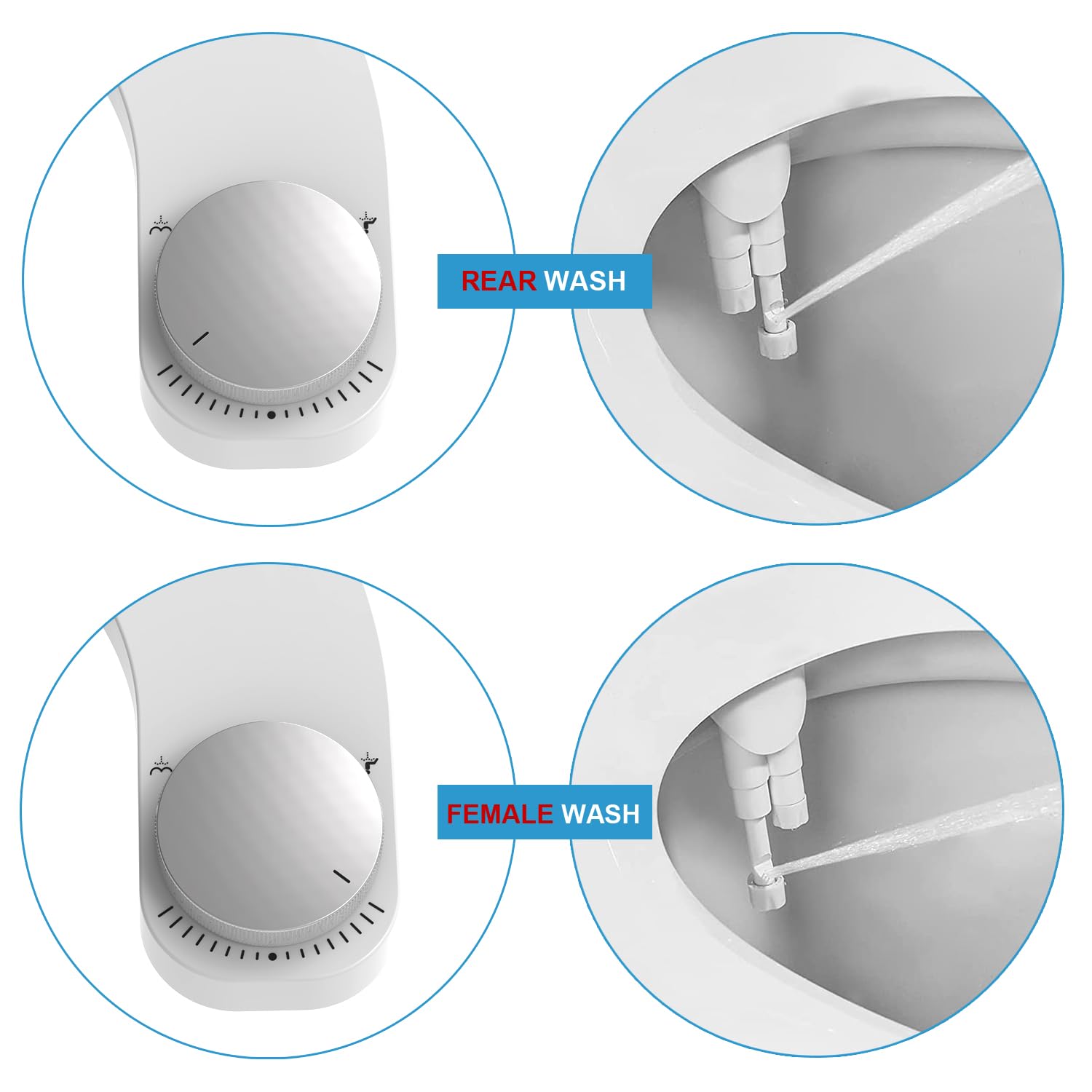 Bidet Einsatz Für Toilette links - WITHLENT Ultra-Slim Nicht Elektrisch Einsatz Für Toilette mit,Doppel Düsen Bidet Toilettenaufsatz,Front- und Heckreinigung,WC-Aufsatz,Po-Dusche, Taharet (Silber)