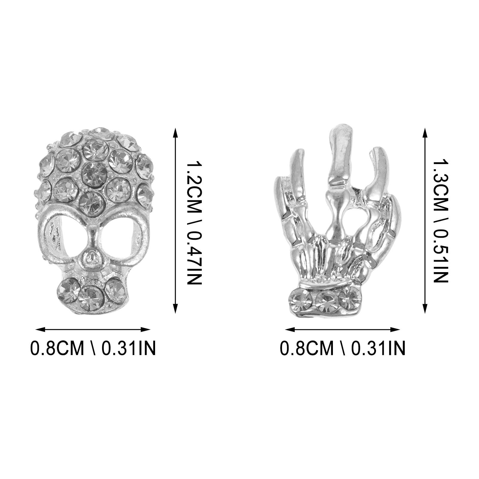 Abaodam 280 Piezas Pasta para Uñas con Pegatinas de Manicura de Calavera en Aleación Plateada, Fáciles de Pegar y Quitar para Decoración de Uñas Vida Diaria