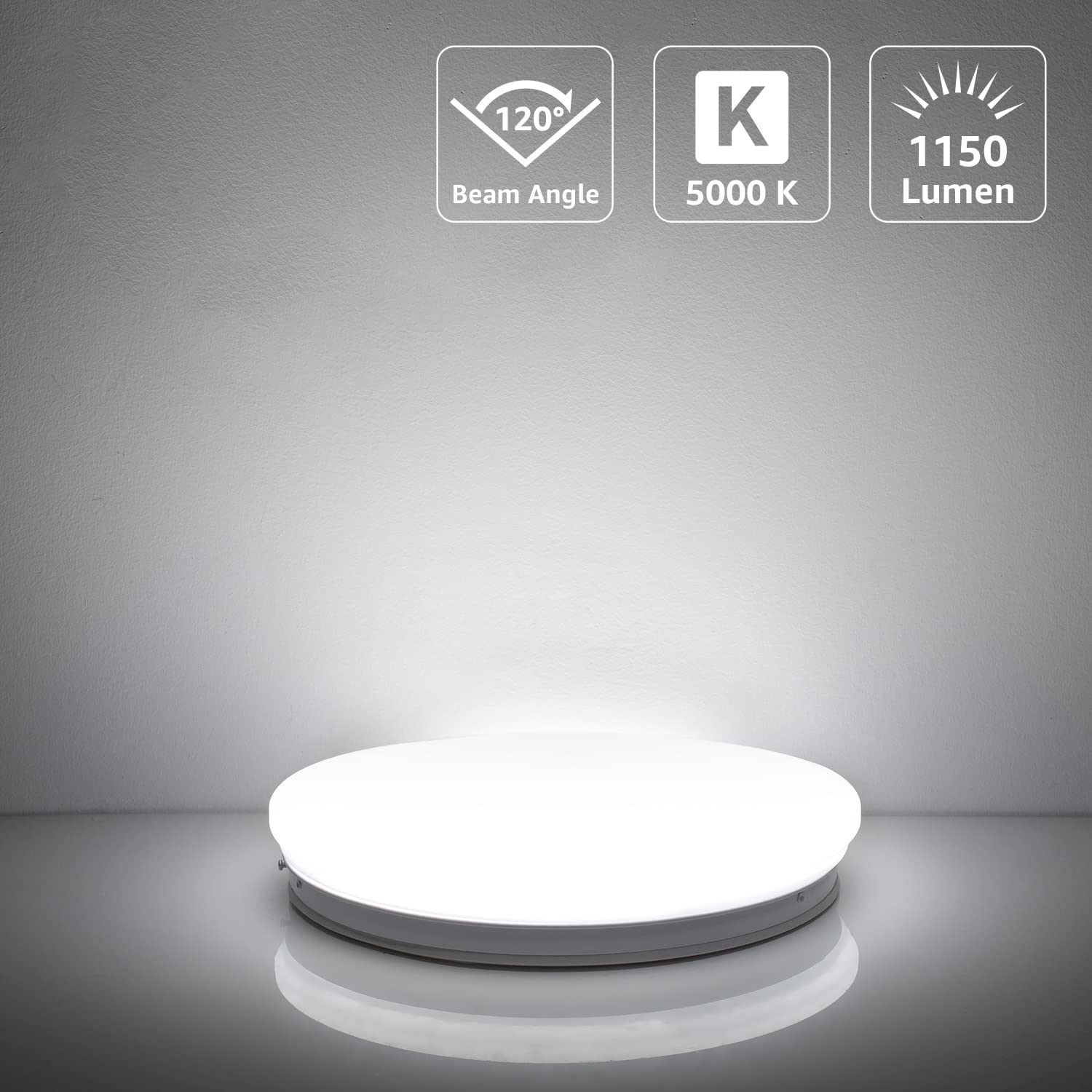 Lepro Plafoniera LED, 12W Lampada da Soffitto, Equivalente a 60W, Lampada da Bagno 5000K Bianco Diurno, φ26cm, Plafoniera da Bagno per Cucina, Corridoio, Ufficio, Balcone, Camera da Letto | Lampada da Bagno Angolo di 115°, CRI 80+, Lampada da Soffitto Pro