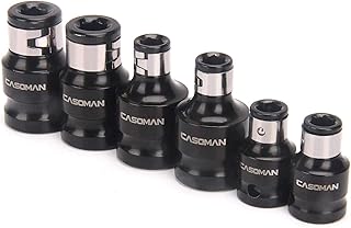 CASOMAN Bit Socket Adapter Set -1/4"Hex *3/8" Dr. 1/4"Hex*1/2" Dr., 5/16"Hex *1/2" Dr.,1/4-Inch Dr. Hex Power Bit Holder & 5/16" 1/4-Inch Dr.Hex Power Bit Holder Set 6 Piece Impact Coupler Set