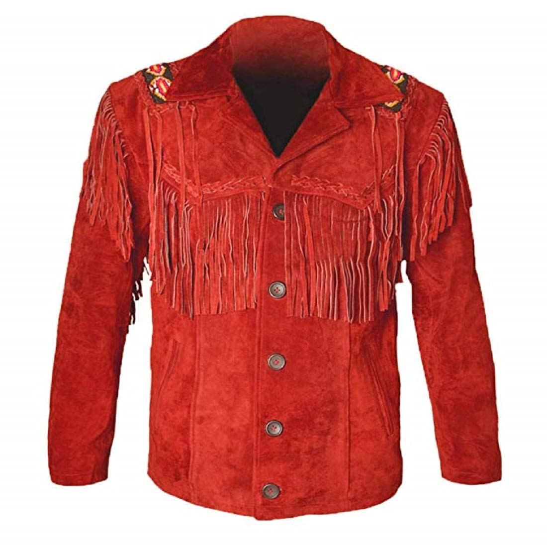 LEATHERAY Western Leather Jackets for Men Cowboy Leather Jacket and Fringe Beaded Coat Suede Leather shirt
