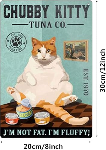Miniatura 2 de Chubby Kitty - Cartel de metal vintage para pared de cocina y hogar, 8 x 12 pulgadas