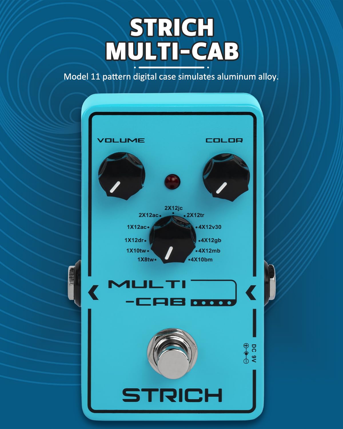 STRICH MULTI-CAB 11 Modes Digital Cabinet Simulation Guitar Pedal, Compact Mini Unit, True Bypass, 3 Control Knobs, Volume - Image 3
