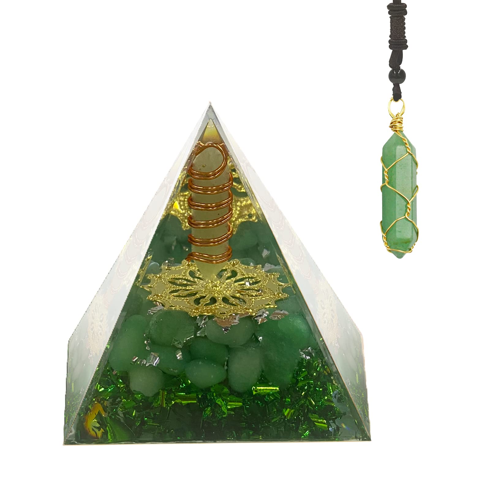 Orgone Pyramids Positive Energy, Amethyst Chakra Orgonite Pyramid Energy Generator Healing Crystal for Wealth Health Success, Handmade Gift Orgone Pyramid as Men Women (Success)