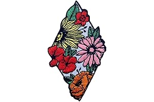 ZEGINs Beautiful Colorful Flowers Patch Embroidered Applique Iron On Sew On Emblem
