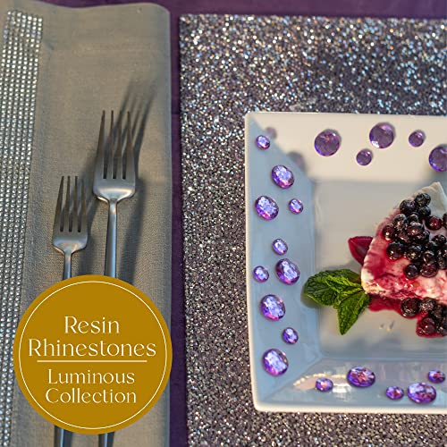 Luminous Square Placemat, Colorful, Sparkling Rhinestones, Non-Slip Back, For Fun Or Formal Dining Table Setting, Event, Wedding, Champagne, 14", Sold Individually #TOP4