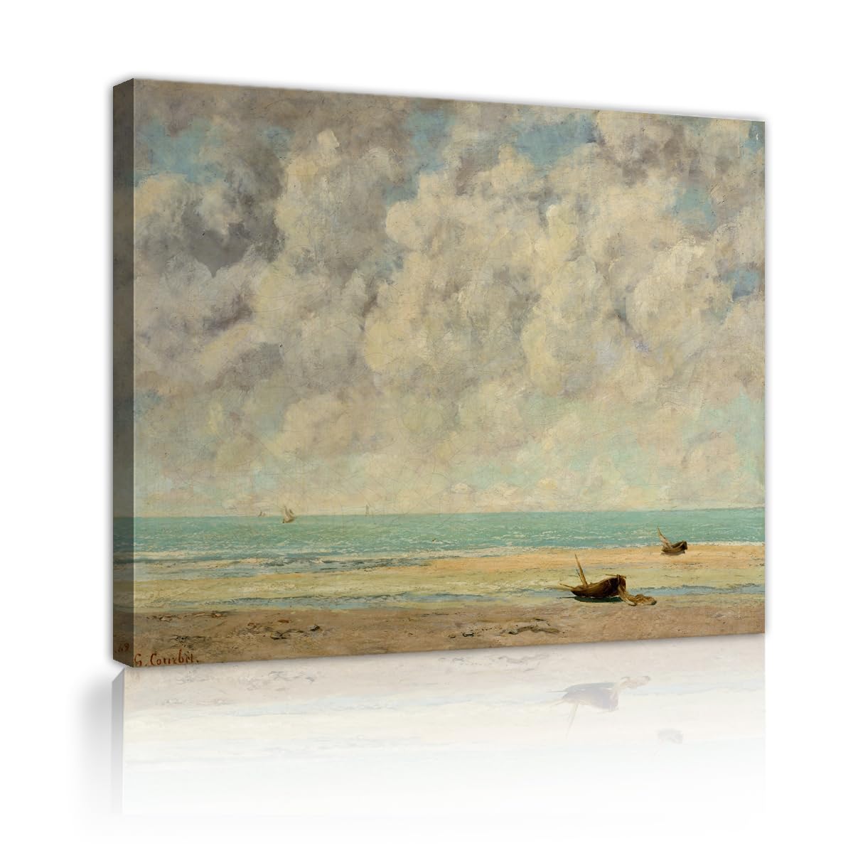 TOANGWALL Gustave Courbet The Calm Sea Canvas Wall Art Corridor Peaceful Sky Beach Painting Framed Art Prints for Hallway Apartment Decor 85x100cm