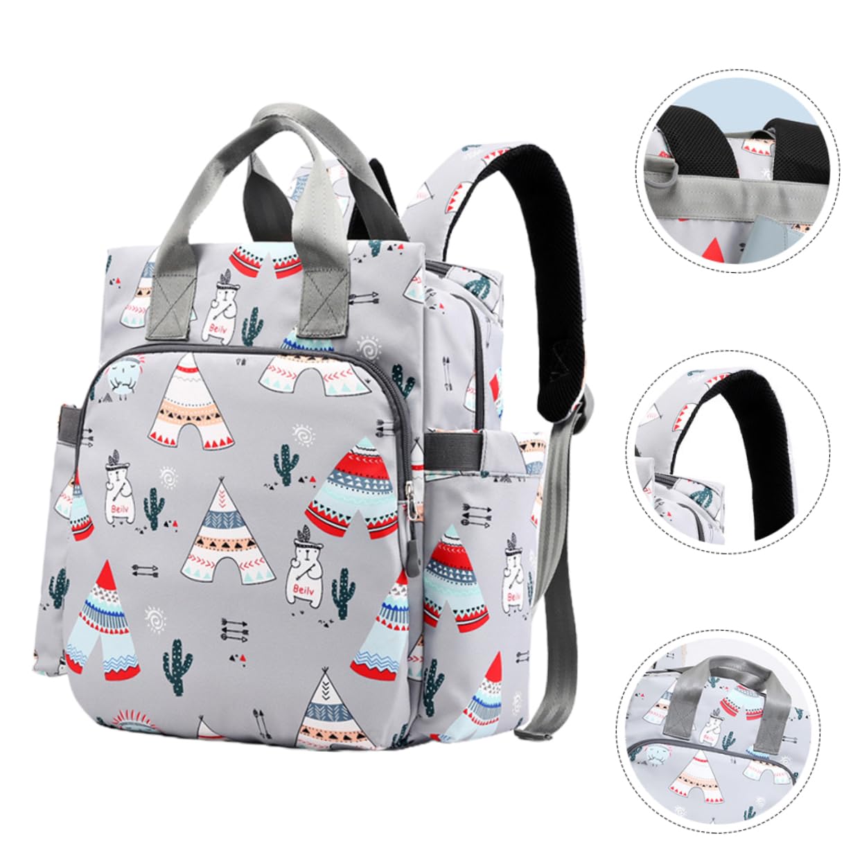 Wickeltasche Große Kapazität Organizer Rucksack Dunkelgrau Multifunktionale Tasche für Unterwegs Geeignet für Babybedarf und Ausflüge