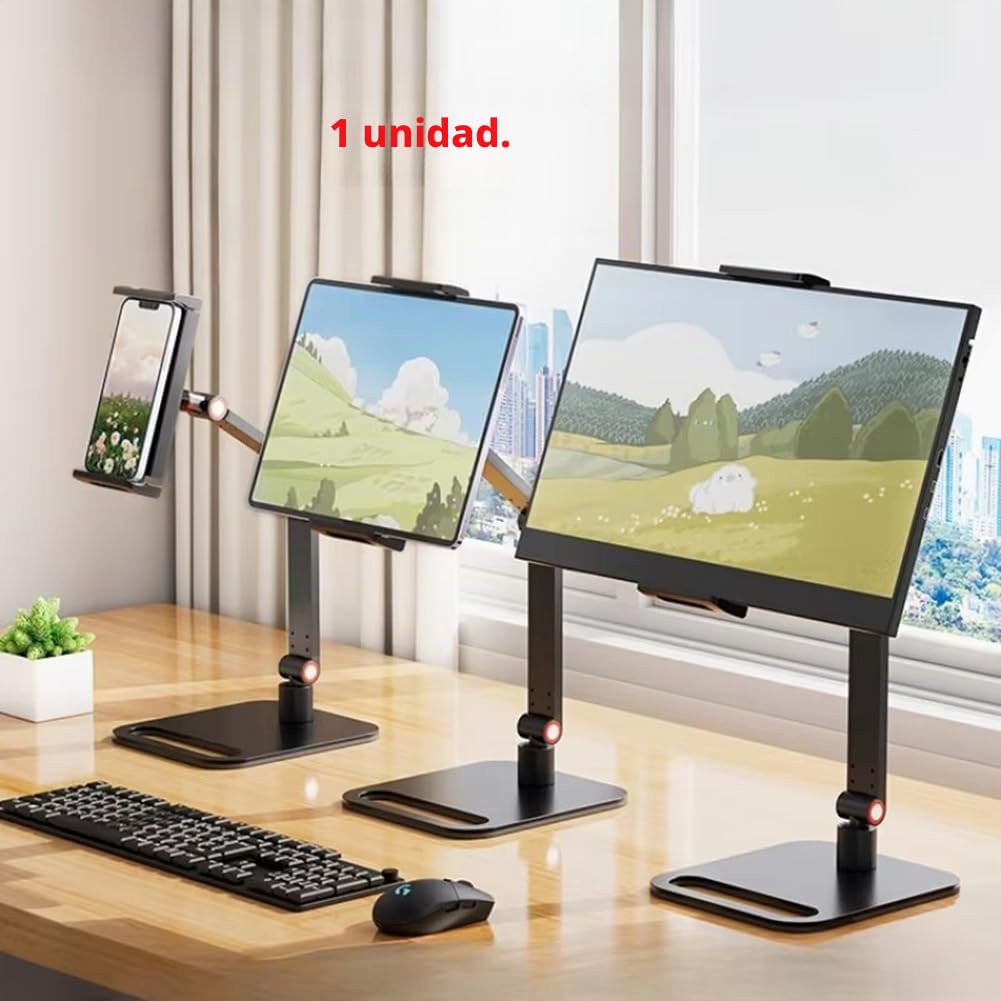 Soporte de monitor portátil, soporte de escritorio de metal universal, 16 pulgadas, soporte plano de escritorio para transmisión en vivo
