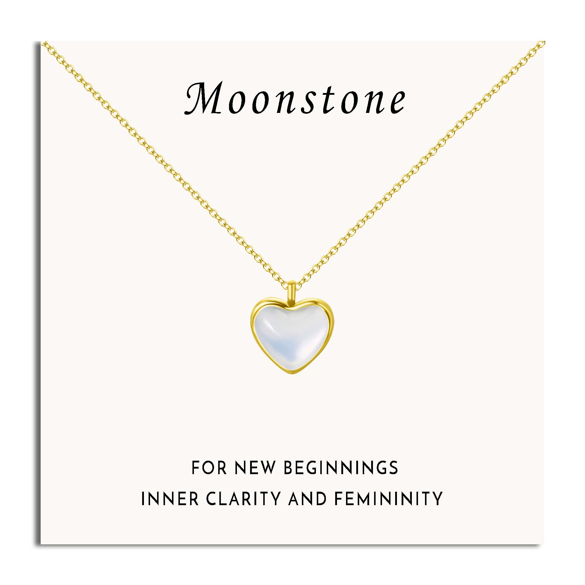 SmileBelle Heart Necklace for Women,Black Tourmaline Red Carnelian Rose Quartz Necklace as Valentine Day Gifts for Girls,Jade Moonstone Necklaces Pink Jewelry Lover Necklaces Anniversary Birthday Gift