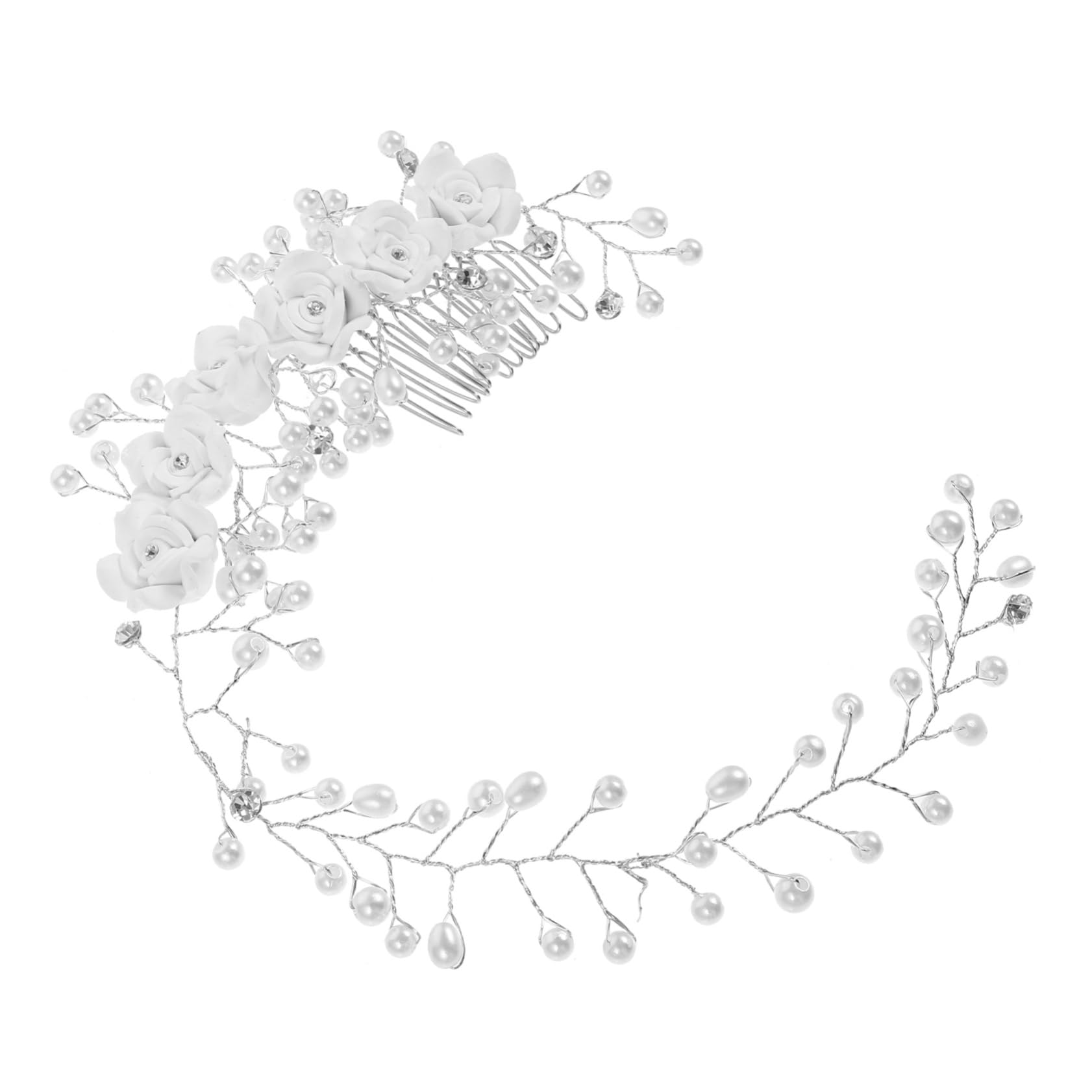 FRCOLOR Cintas para el pelo con perlas y flores, diadema, cinta para el pelo, accesorios para el pelo para el baile de graduación, diademas para el pelo para la novia, flores para el pelo, para mujer,