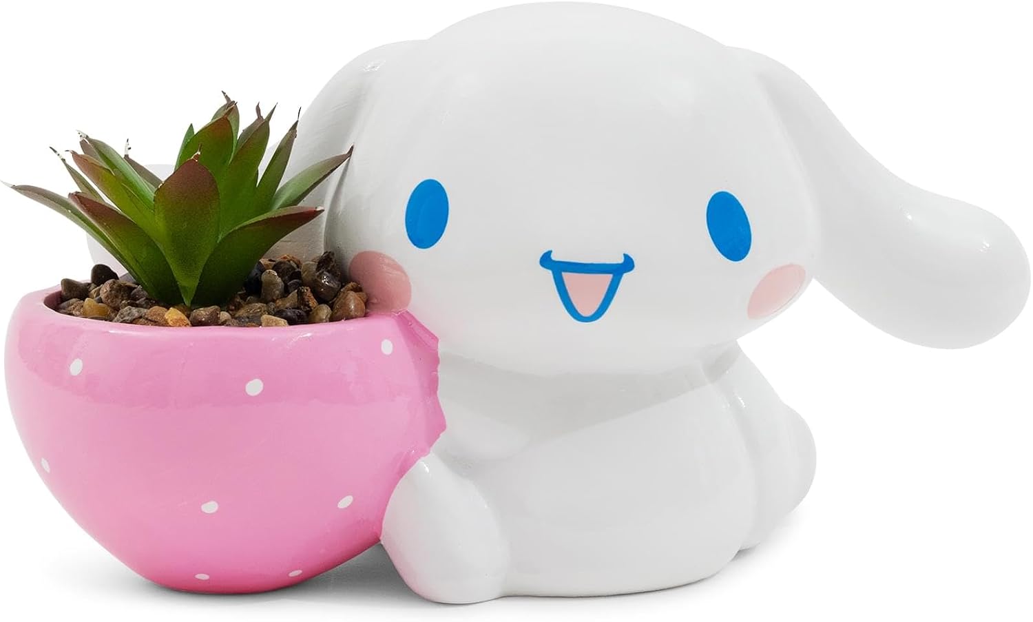 Silver Buffalo Sanrio Cinnamoroll Strawberry 4-Inch Sculpted Ceramic Mini Planter with Artificial Succulent