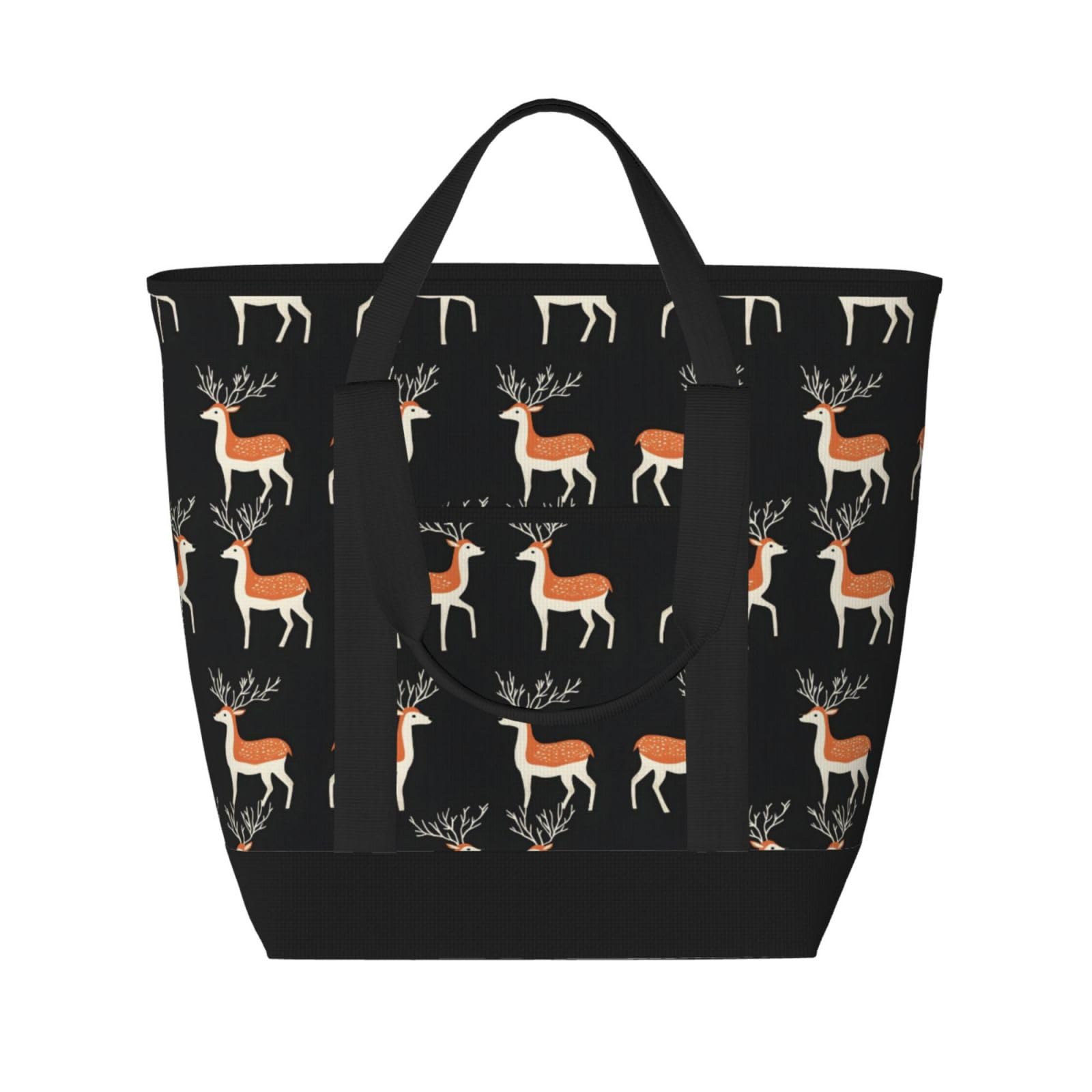 Sac d'épicerie isotherme réutilisable grand format avec imprimé cerf mignon et fermeture éclair