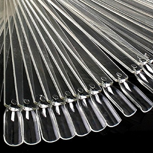 Joylive 50 Pcs Clear Fan-shaped False Fake Nail Art Tips Sticks Polish Gel Salon Display Chart Practice Tool