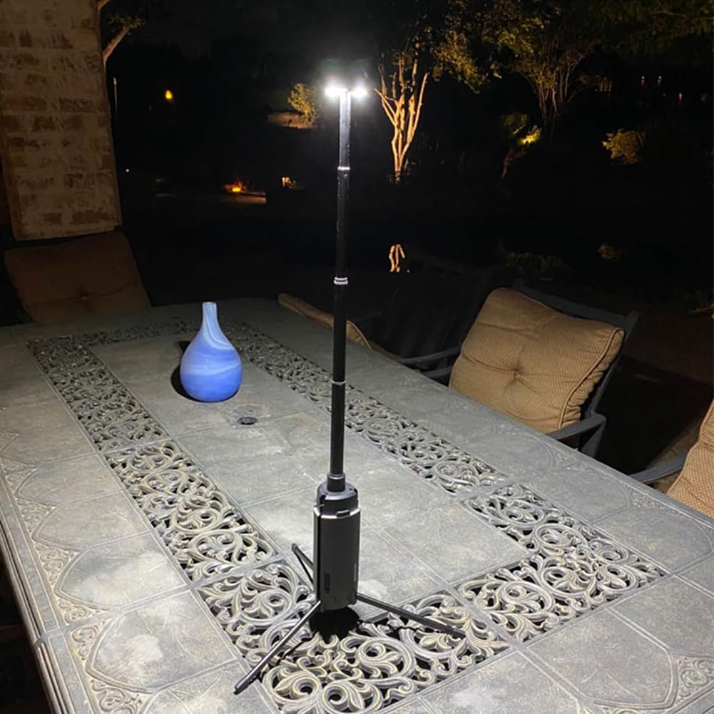 Tragbare Campinglaterne, Teleskopische LED-Arbeitsleuchte, Wiederaufladbar über USB, für Outdoor-Angelzelt, Notlampe mit Stativ
