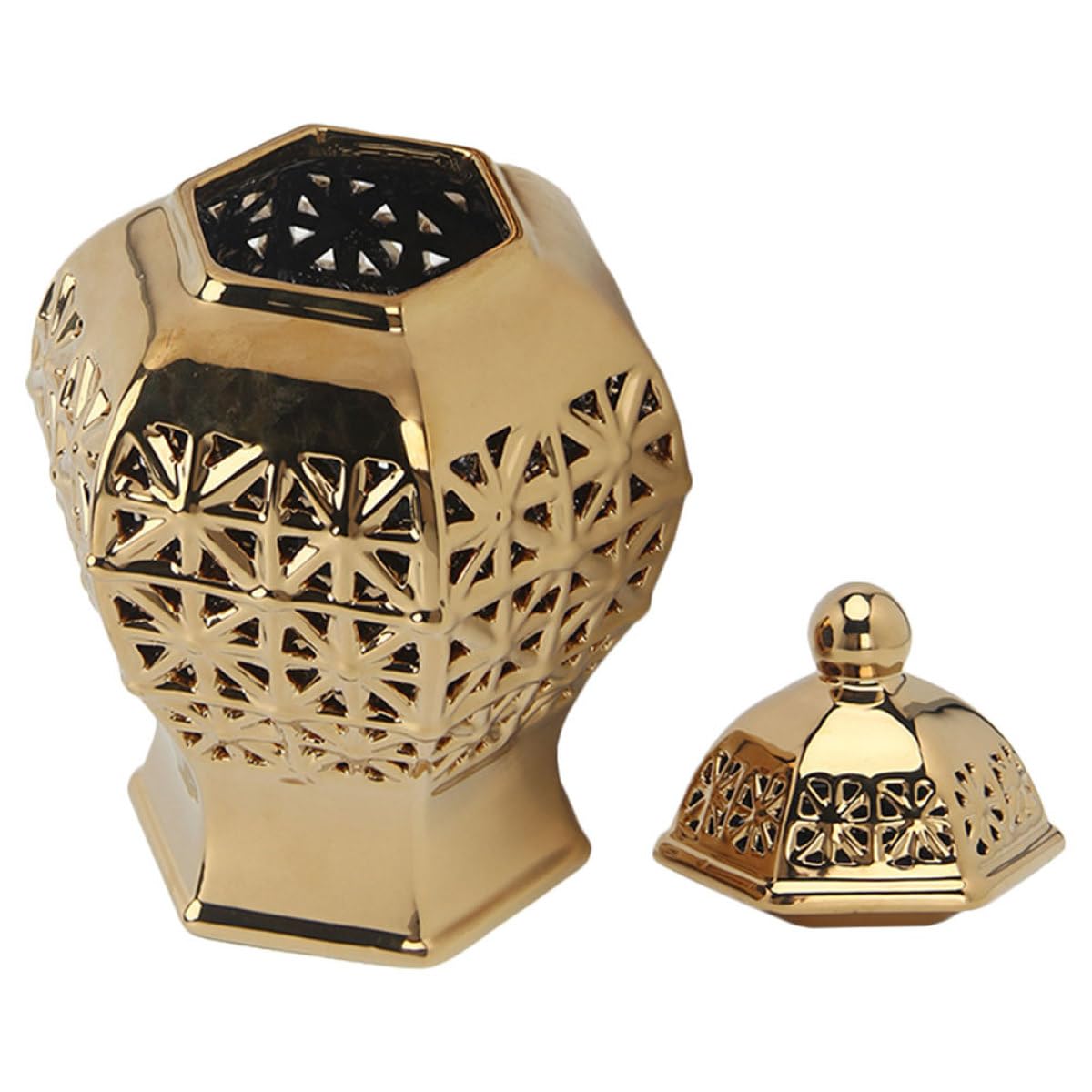 Vase creux en céramique pour motif ajouré doré intérieur jardin