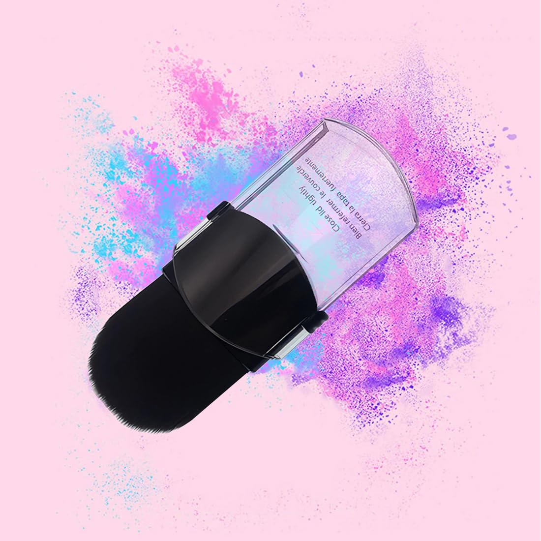 Mini pennello telescopico piatto da viaggio, retrattile, per cipria minerale, contouring, bronzer, cipria, crema solare, fondotinta in crema o cosmetici liquidi (2 pezzi)