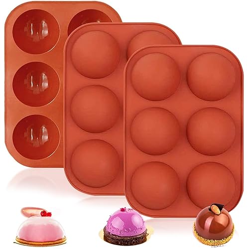 VIKKI 3Pack Semi Sphere Silicone Mold, 6-Cavity Silicone Molds Non