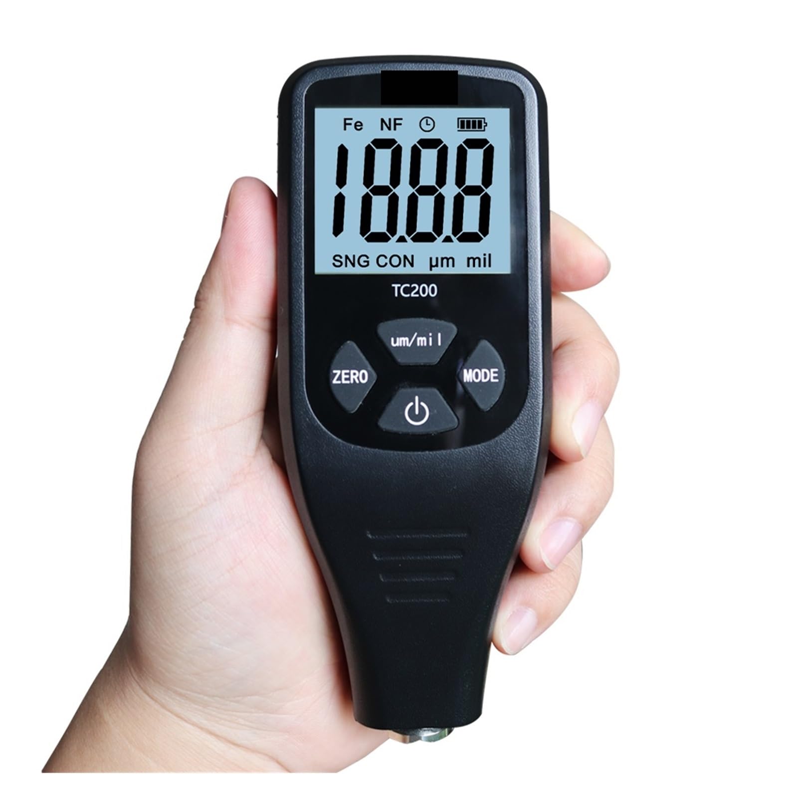 TC200 miernik grubości lakieru podświetlenie LCD pomiar folii kompozytowy Auto samochodowego Fe/NF,Dokładny czujnik | Nero