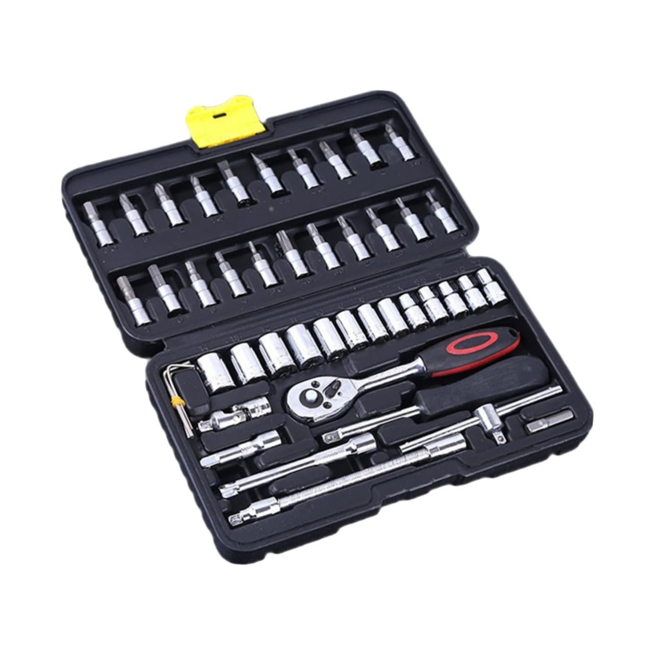 Artibetter 46pezzi Chiavi Cricchetto in Acciaio al Vanadio Set di Strumenti Meccanici per Riparazione Auto Combinazione di Chiavi Bussola Piccole e Portatili Pinze e Cesoie Incluse