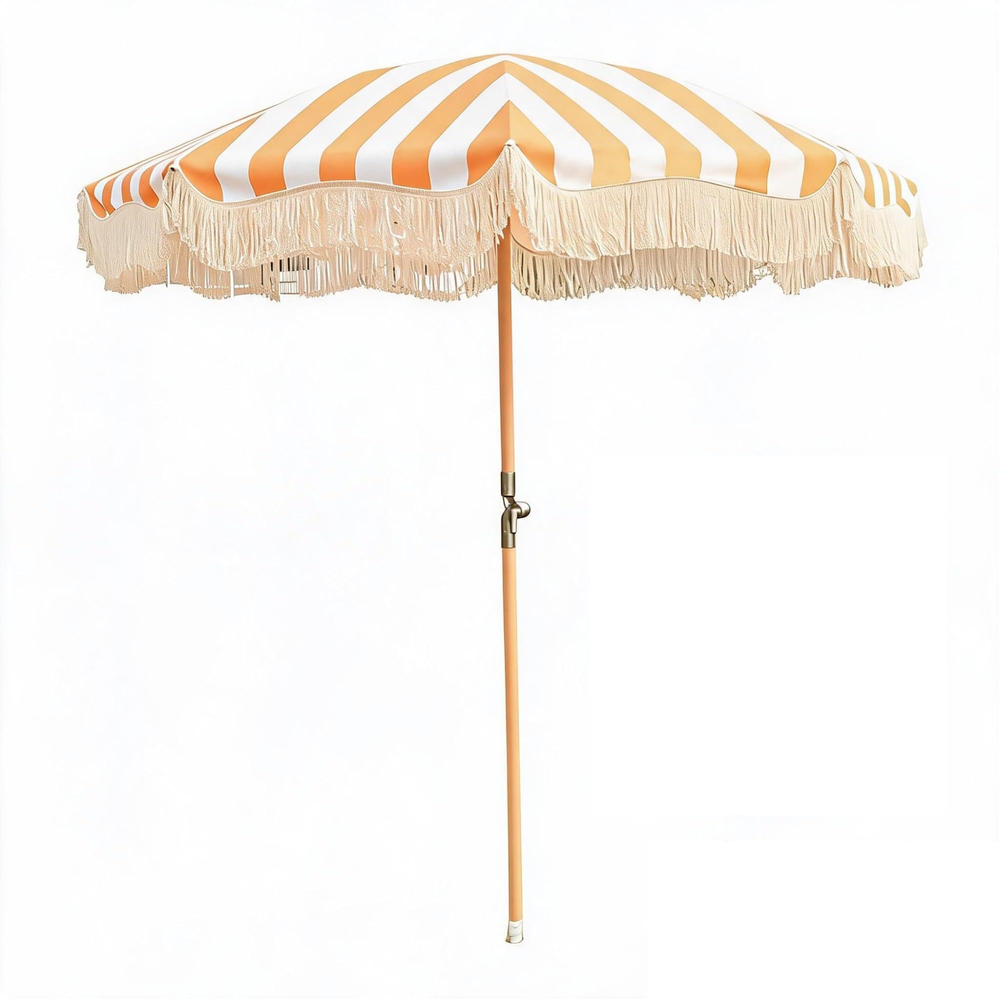 Sombrilla impermeable de 2,10 m con flecos para una sombra fresca en el patio