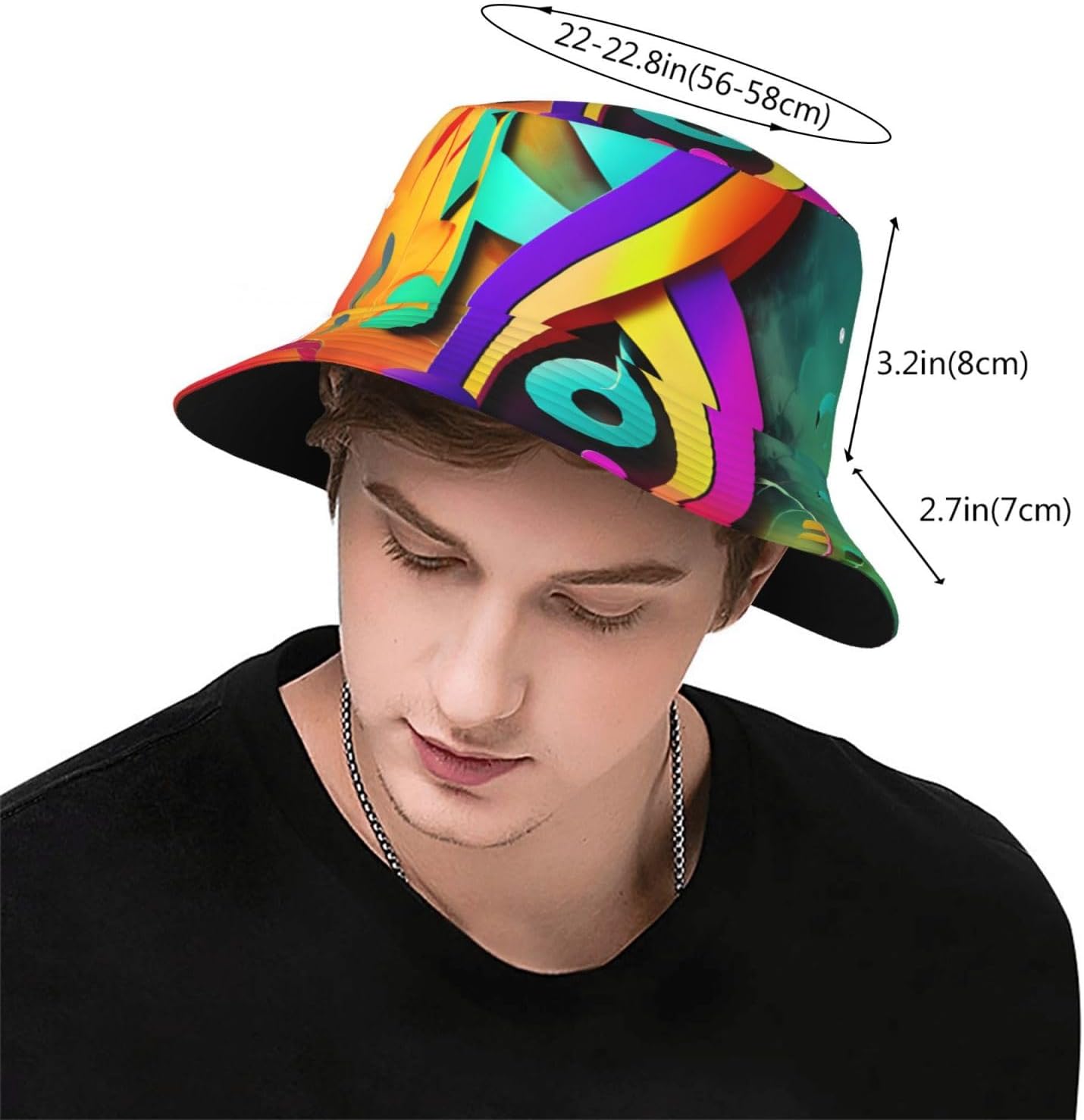Colorful Musical Notes Print Sun Hat Outdoor Fisherman Cap Summer Bucket Hat Beach for Men Women