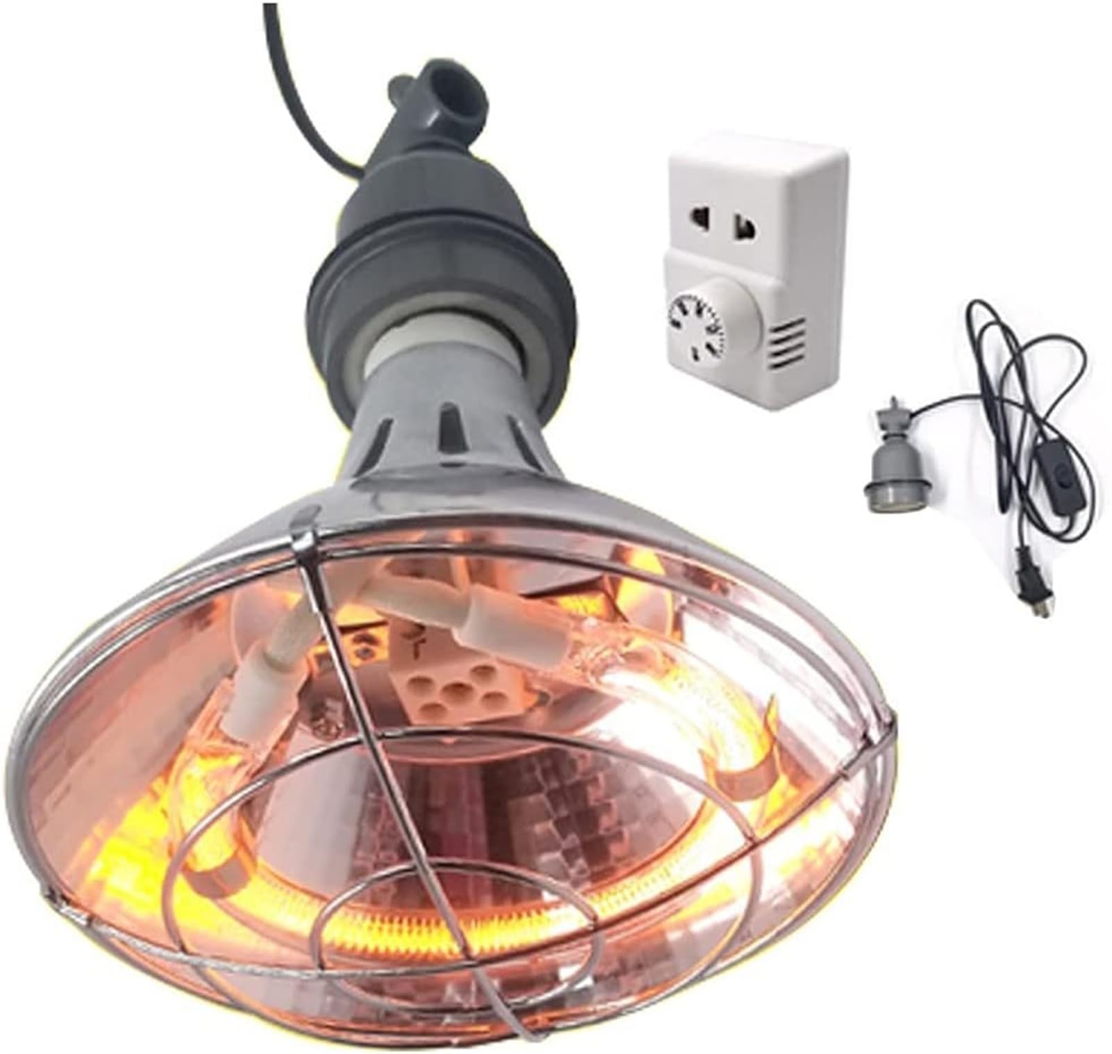 Lampada Riscaldante for Cucce Cuccioli, Lampada Riscaldante for Pulcini, Lampada Riscaldante for Incubatrice for Pollame Lampada Riscaldante Alogena con Termostato e Cavo di Alimentazione for Allevame