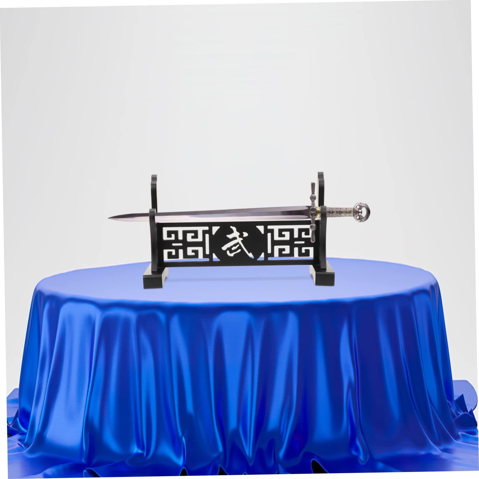 UPKOCH Decorative Wooden Sword Display Stand Tabletop Holder for Wands Stylish Retro Cutout Design Stable Durable Tabletop Storage for Home