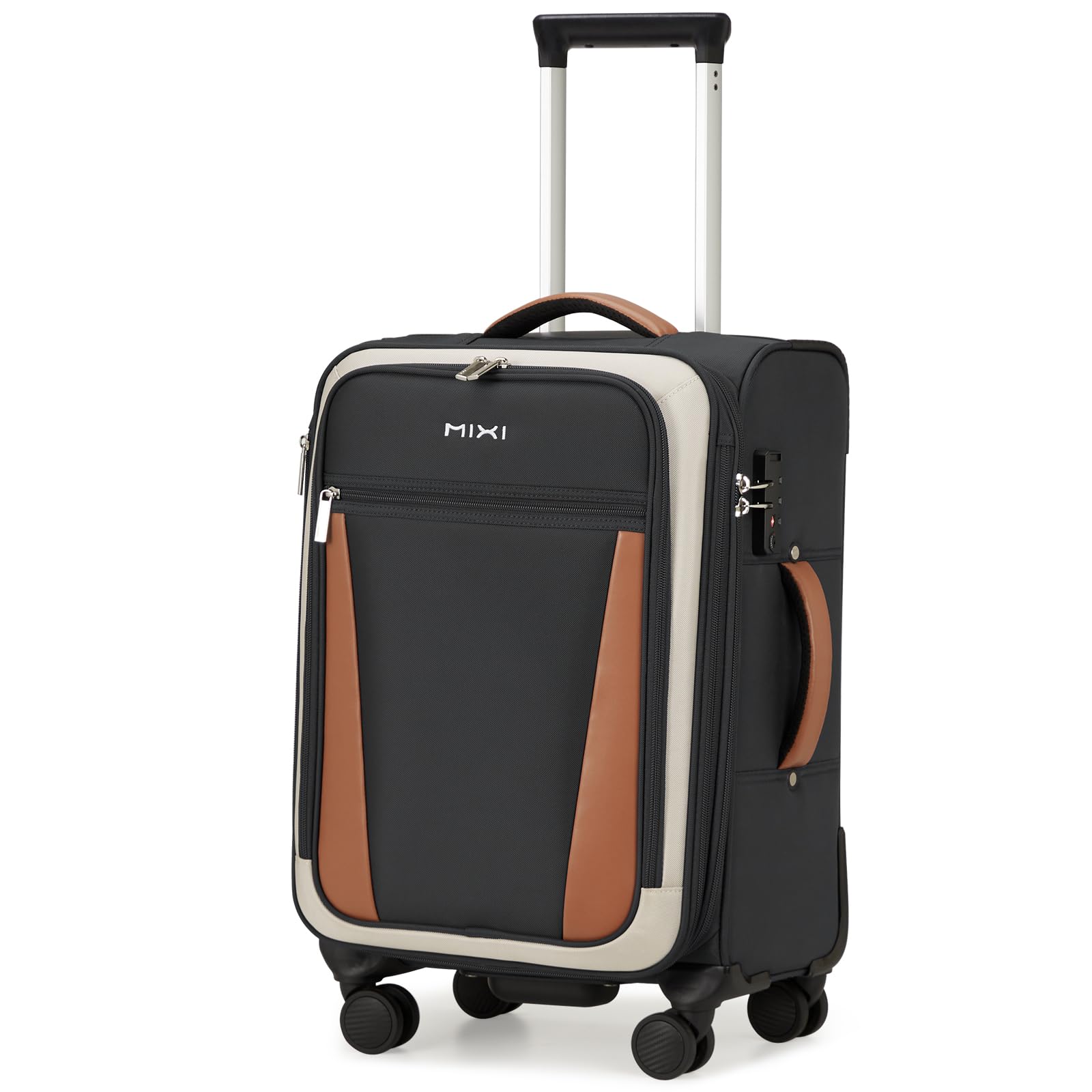 mixi Carry On Luggage 20 Inch Softside Expandable Suitcase with Front Pocket 22x14x9 Airline Approved Rolling Lightweight Travel