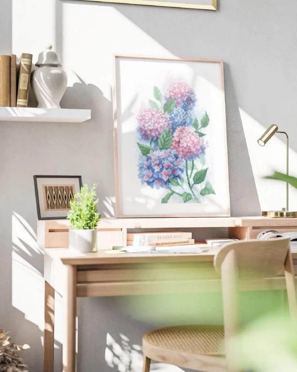 RIOLIS - Graceful Hydrangeas 2139, Cross Stitch Kits 8¼" x 11¾", Cross Stitch Kits for Adults, Floral Counted Cross Stitch Kits, Embroidery Kit for Beginners & Advanced, Crossstitching Kits