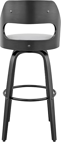 Miniatura 163 de Armen Living Jayden - Taburete de bar moderno giratorio de piel sintética gris y madera de nogal de 26 pulgadas para encimera de isla de cocina