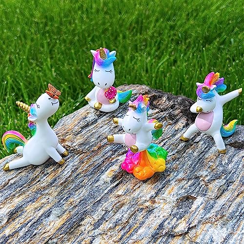 Mood Lab Miniature Unicorn Figurines Set - Funny Mini Statue Kit of 4 pcs - Unicorn Fairy Garden Accessories - Image 6