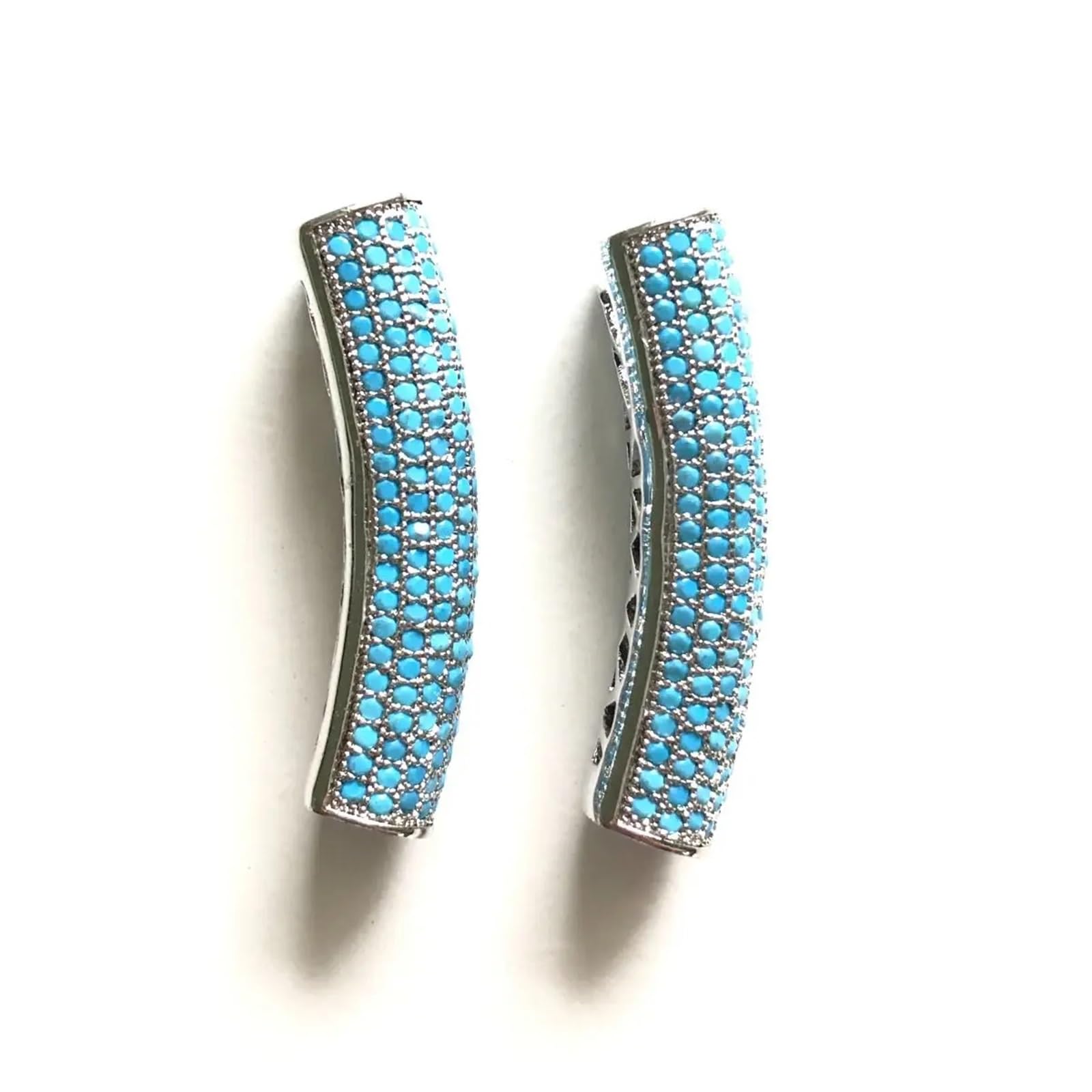 Perline Tubolari 5 pz/lotto distanziatori perline a barra tubolare curvo turchese for bracciali da donna, creazione di artigianato for la vita, centrotavola, accessorio for gioielli(Silver)