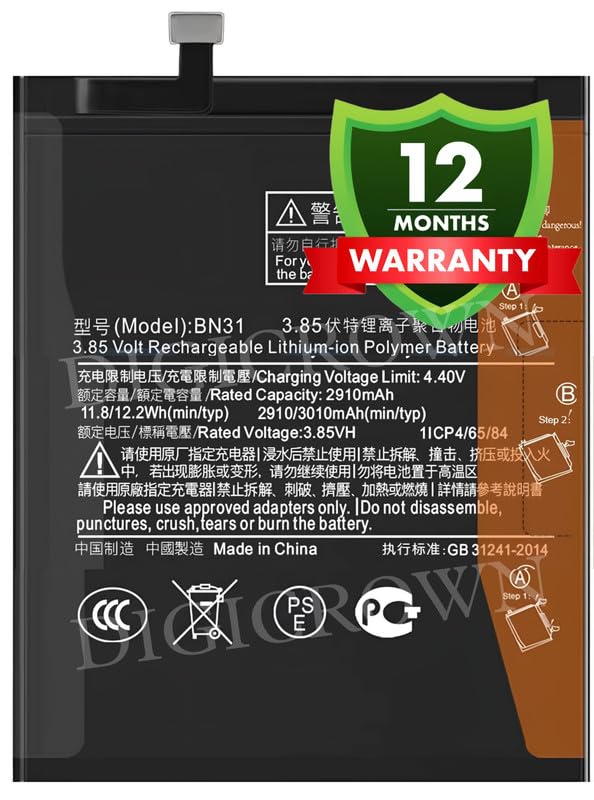Image of Original BN31 Battery for Xiaomi Redmi Y1 | Redmi Y1 Lite | Redmi Y2 | Xiaomi Mi A1 - (3080mAh) - 1 Year Warranty