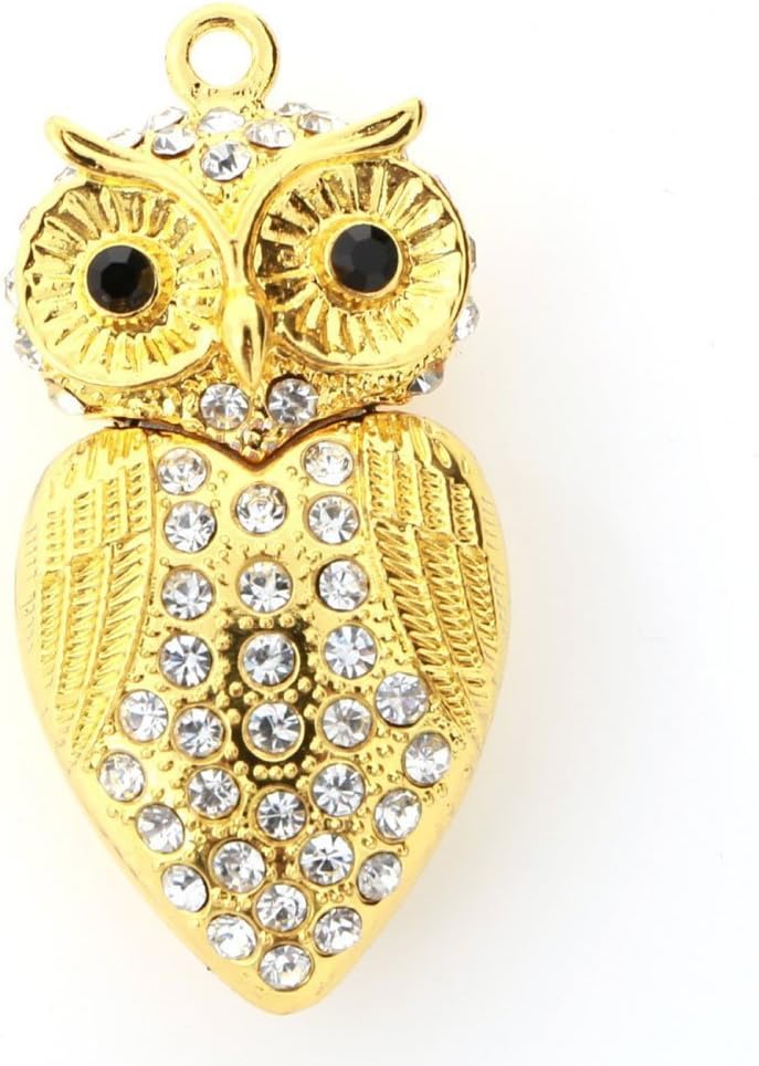 EWFSEF 8GB Owl Shape Crystal USB Flash Drive Memory Stick(Gold)