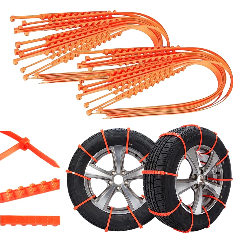 Emergency Anti-Snow Chains - Reusable Heavy Duty Tire Traction Ties for Snow Mud Portable Anti-Skid Solution for SUV