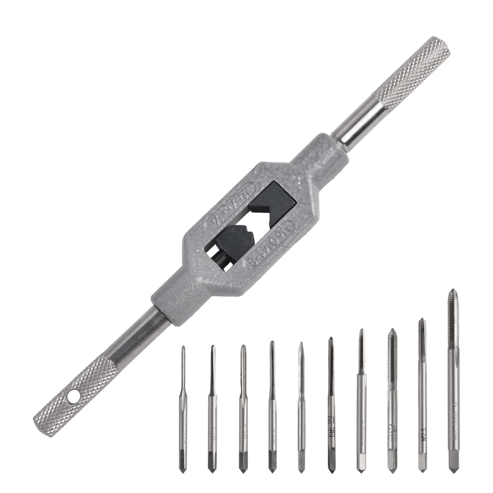 INJOYTEC 11本セット タップ ねじ切りタップセット タップドリル 高速度鋼 ねじハンドタップ スクリューハンドタップ 穴あけネジ切り タップダイスセット スレッドワイヤータップ ハンドスクリュー用タップセット