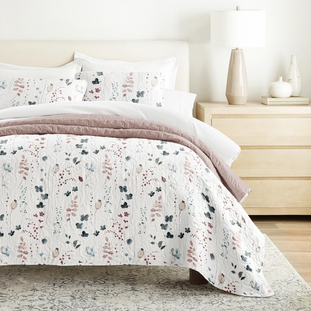 Poppy Bloom Reversible Quilted Coverlet Set (Sale)