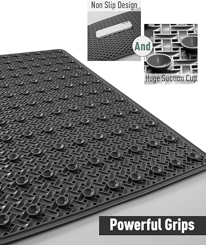 Miniatura 2 de tchdio Tapete extra largo antideslizante de 40 x 16 pulgadas, tapete de ducha con ventosas fuertes y agujeros de drenaje, lavable a máquina, para