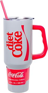 Silver Buffalo Coca Cola Diet Coke Vertical Ribbon 40oz Stainless Steel Tumbler w Handle