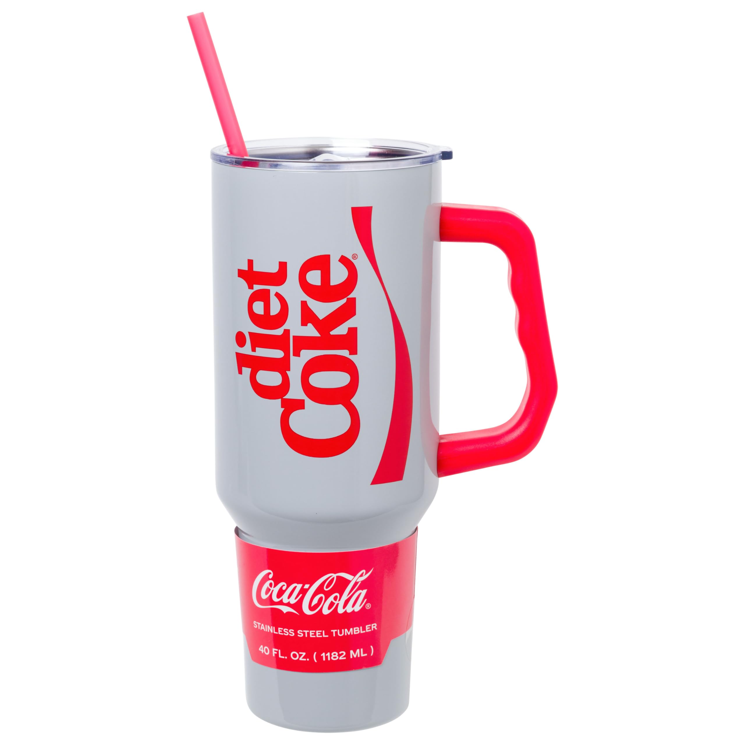 Silver Buffalo Coca Cola Diet Coke Vertical Ribbon 40oz Stainless Steel Tumbler w Handle