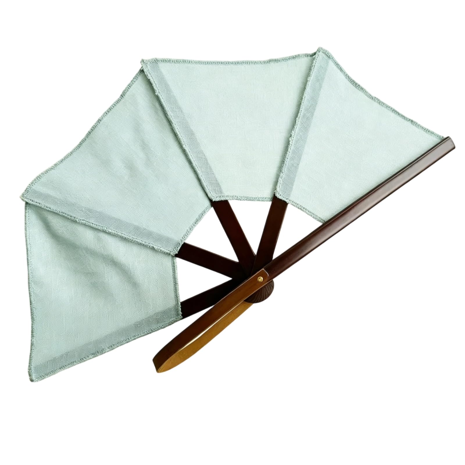 Wrist Strap Five-Rib Hand Fan Foldable Folding Hand Fan Wide Semicircle Cooling Accessory Polished Handle, 20CM, 5-bone Linen Green-image-2